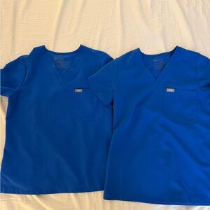FIGS Women's V-Neck Scrub Top in Royal Blue - Short Sleeve
